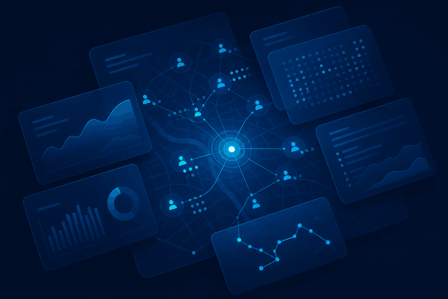 Abstract visualization of connected workforce and operations systems